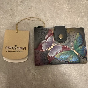 Anuschka Hand Painted Leather Multicolor Butterfly /Butterflies Wallet - Bild 1 von 21