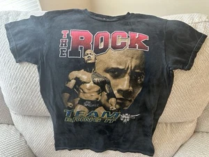 Camiseta The Rock Team Bring It WWE para mujer pequeña negra Dwayne Johnson WWF - Imagen 1 de 3