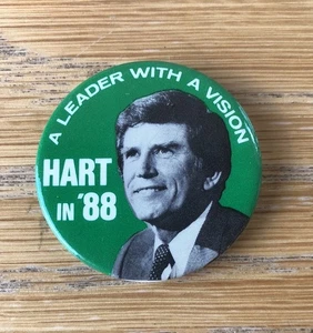 Prendedor de botón de campaña presidencial Gary Hart 1988 1,75 pulgadas - Líder con visión - Imagen 1 de 2
