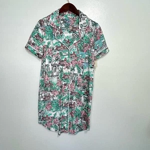 Coral Bay Tropical Nightgown Pajamas Small Womens NWT Button Front Intimate Knit - Picture 1 of 11