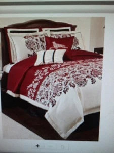 ESTATE GARDEN 8 PIECE COMFORTER SET BEAUTIFUL EMBROIDERED KING BED ENSEMBLE  - Picture 1 of 12