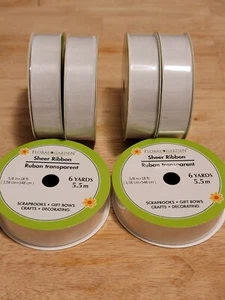 Floral Garden Sheer Ribbon, White 5/8" x18' 6 Yards - Picture 1 of 3