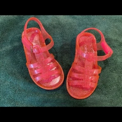 Sandalias de gelatina rosa brillante Carter’s Toddlers Foto 1 de 4