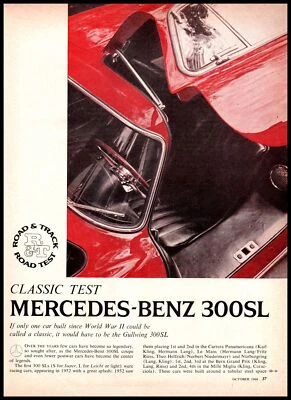 1969 Mercedes 300SL Road Test Original 5 Page Vintage Print Magazine Article 300 - Image 1 of 4