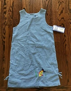 Kelly's Kids Girls NWT 10 Blue/white gingham fish dress - Picture 1 of 2