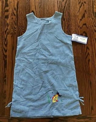 Vestido Kelly's Niños Niñas NUEVO CON ETIQUETAS 10 Azul/Blanco Gingham Fish Foto 1 de 2