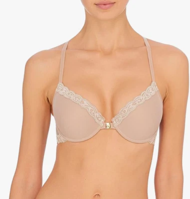 Sujetador Camiseta Natori 32C Plumas Cierre Frontal Nuevo Sin Etiquetas 735023 Café Foto 1 de 4