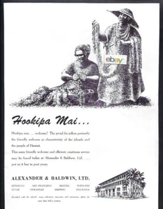 ALEXANDER & BALDWIN, LTD HONOLULU, HAWAII HOOKIPA MAI WILLKOMMEN LEI GRÜSSE ANZEIGE - Bild 1 von 1