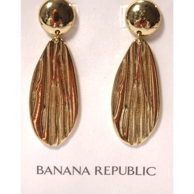 Pendientes de lágrima de bola acanalada brillante Banana Republic nuevos con etiquetas 48 Foto 1 de 4
