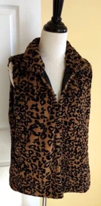 APT. 9 Chaleco de felpa de piel sintética con estampado de leopardo marrón caramelo/negro (M) - Imagen 1 de 6