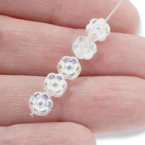 50 Crystal Clear AB Daisy Flower Beads - 6mm Czech Glass Beads - Jewelry-Making - Picture 1 of 5