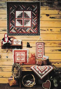 Log Cabin Hearts 36" Scrappy Wall Quilt 8x16 Runner Mat 6 and 15" Pillow Pattern - Picture 1 of 5