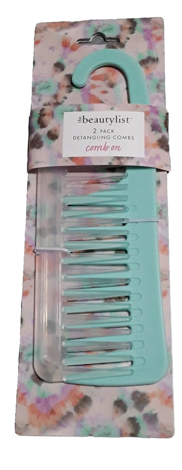 Peines de ducha de dientes anchos premium de 2 piezas para desenredar cabello rizado húmedo grandes Foto 1 de 4