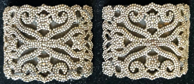 Clips para zapatos de diseño Art Deco con cuentas plateadas y negras vintage de 3" x 2" Foto 1 de 4