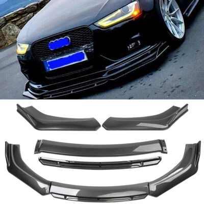 For Audi A5 A4 A3 Front Bumper Lip Splitter Chin Spoiler Carbon Fiber Foto 1 de 4