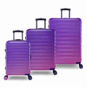 iFLY Fibertech 3 Piece Hard Case Expandable Luggage Midnight Berry 56+66+76cm - Picture 1 of 16
