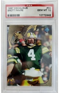 1997 Excalibur Brett Favre #50 DRAGON FOIL graded PSA 10 card POP 12 - Picture 1 of 2