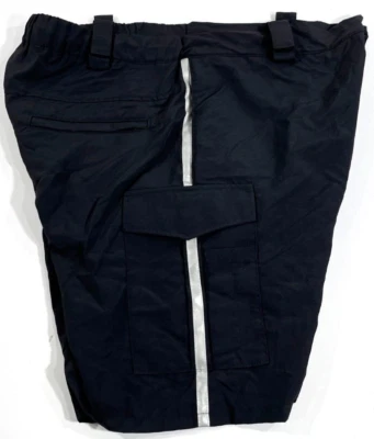 MENS MEDIUM OLYMPIC UNIFORMS 8" PADDED BIKE PATROL SHORTS NAVY W/ HI-VIS STRIPE - Image 1 of 2