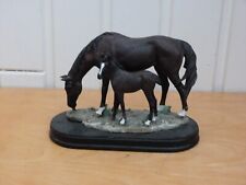 Beautiful Collectable Horse & Foal Ornamental Figurine H11cms L16cms Wood Stand