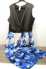 Signature Collection Blue Floral Sleeveless V-Neck Maxi Dress Women's Size 2X/2T