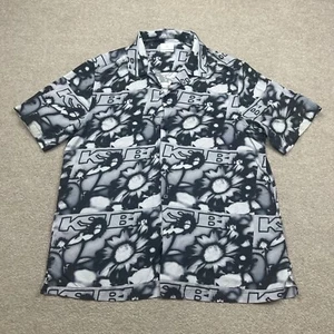 Ksubi Men's Shirt M Black Button Up Short Sleeve Graphic Spell Out AOP Oversized - Picture 1 of 10