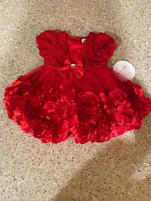 Nannette Vestido Bebé Vacaciones Formal Rojo Vestido Flores Estilo ECNS347 6 a 9 Meses Foto 1 de 4