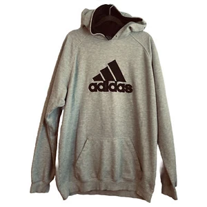 Adidas Men's Gray Fleece Lined Hoodie Size 2XT, No Drawstring. Pull Over - Picture 1 of 6