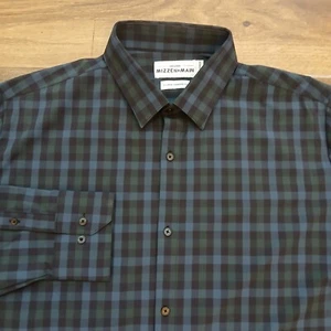 Mizzen+Main Shirt Mens Extra Large Blue Plaid Leeward Performance Stretch Tech - Picture 1 of 9