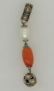 John Hardy Anhänger Sterlingsilber 18 Karat Gelbgold Karneol Perle - Bild 1 von 4