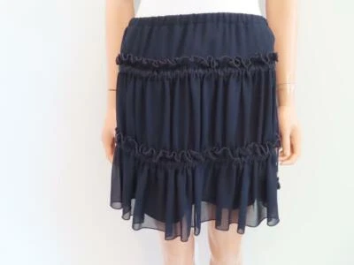See by Chloe Dark Navy Ruffle Mini Skirt Size F 36/US 4 Foto 1 de 4