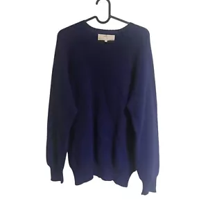 Vintage PERUVIAN CONNECTION Blue Alpaca Knit Sweater Size L - Picture 1 of 4