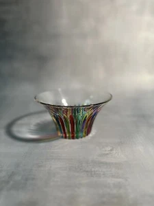 Murano Glass Zecchin Style Rainbow Bowl Hand Painted Italy - Picture 1 of 7