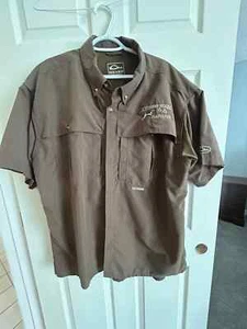 Camicia Drake Southern Woods Plantation, taglia XL, marrone, 27" pit to pit, lunga 30" - Foto 1 di 9