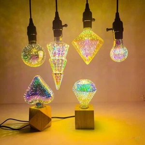 3D Firework LED Light Night Lamp E27 Vintage Edison Bulb Christmas Party Decor - Picture 1 of 19