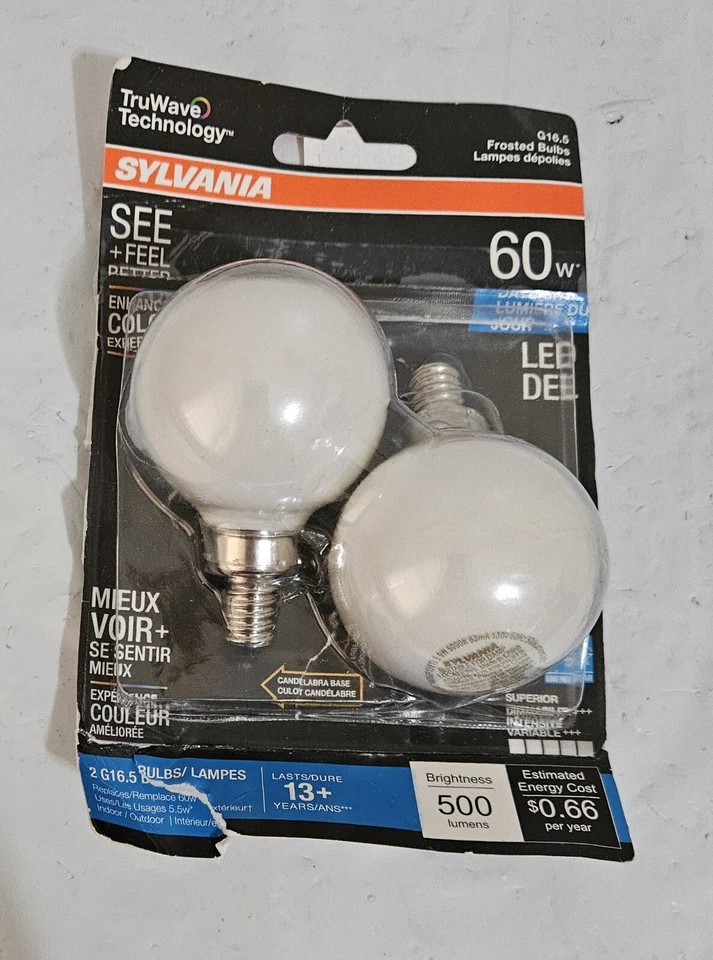 Sylvania G16.5 Frosted Bulbs 60 W New - Image 1 of 1