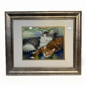 Original Watercolor Painting Cats Professionally Framed Signed Jennifer Wheeler  - Picture 1 of 6