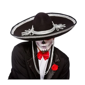 Wicked Costumes - Black Sombrero with White Trim - Adult - Picture 1 of 1