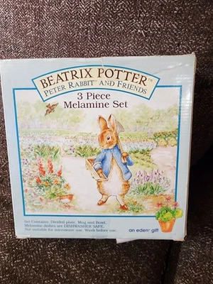 Conjunto de prato Peter Rabbit Beatrix Potter 3 peças prato dividido de melamina tigela copo tigela - Imagem 1 de 3