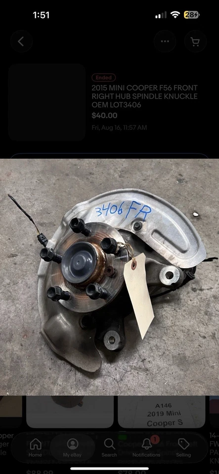 Mini Cooper F56 2014-2019 eje delantero derecho del lado del pasajero buje de nudillo OEM Foto 1 de 1