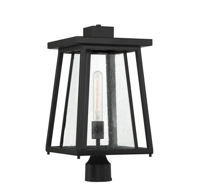 Linterna de poste exterior Savoy House 5-2024-BK Denver 1 luz en negro mate (10" W Foto 1 de 4