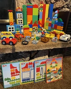 Lego Duplo lotto di 200+ pezzi. Auto, persone, animali la maggior parte del set 4631 con carte incl. - Foto 1 di 5