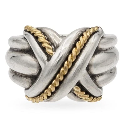 Anillo Tiffany & Co. Signature X Oro 18k y Plata de Ley Dos Tonos Foto 1 de 4