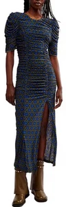 Abito midi nuovo Free People Briella taglia large verde e blu tubino - Foto 1 di 16