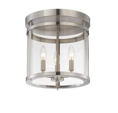 Savoy House 6-1043-3 Nickel Penrose 3-Light 13"W Semi-Flush Ceiling Fixture - Image 1 of 4