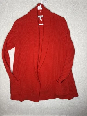 CHAUS NEW YORK Red Cardigan Sweater Jacket Open Woman’s LS  Size Small - Image 1 of 4