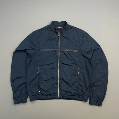 Prada Sport Navy 00s Nylon Linea Rossa Lightweight Racing Biker Jacket - 52 (L) - Image 1 of 4