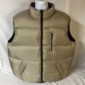 Old Navy Mens Down Puffer Vest Reversible Sand Tan Purple 2XL XXL Full Zip FS! - Picture 1 of 11