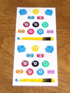 Sandylion Prismatic Stickerbogen ~ Billard/Pool Queue, Kugeln & Kreide - Bild 1 von 3