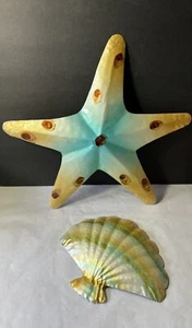 STARFISH SEASHELL METAL BEACH NAUTICAL HANGING TROPICAL WALL ART DECOR - Picture 1 of 4