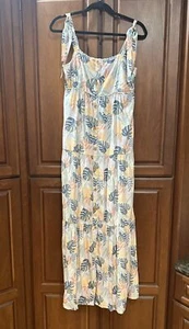 Lauren Conrad Dress Women's Small Multicolor Leafs Maxi Tiered Sleeveless Beachy - Picture 1 of 15